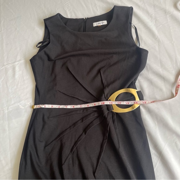Calvin Klein Black and Gold Sheath Midi Dress - Picture 5 of 7